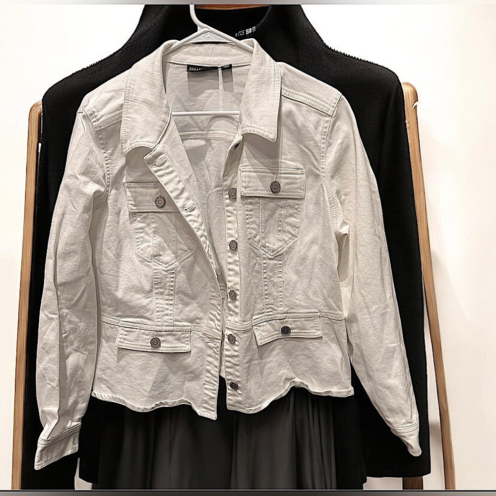 Susan Graver White Denim Jacket XL no stains or wear